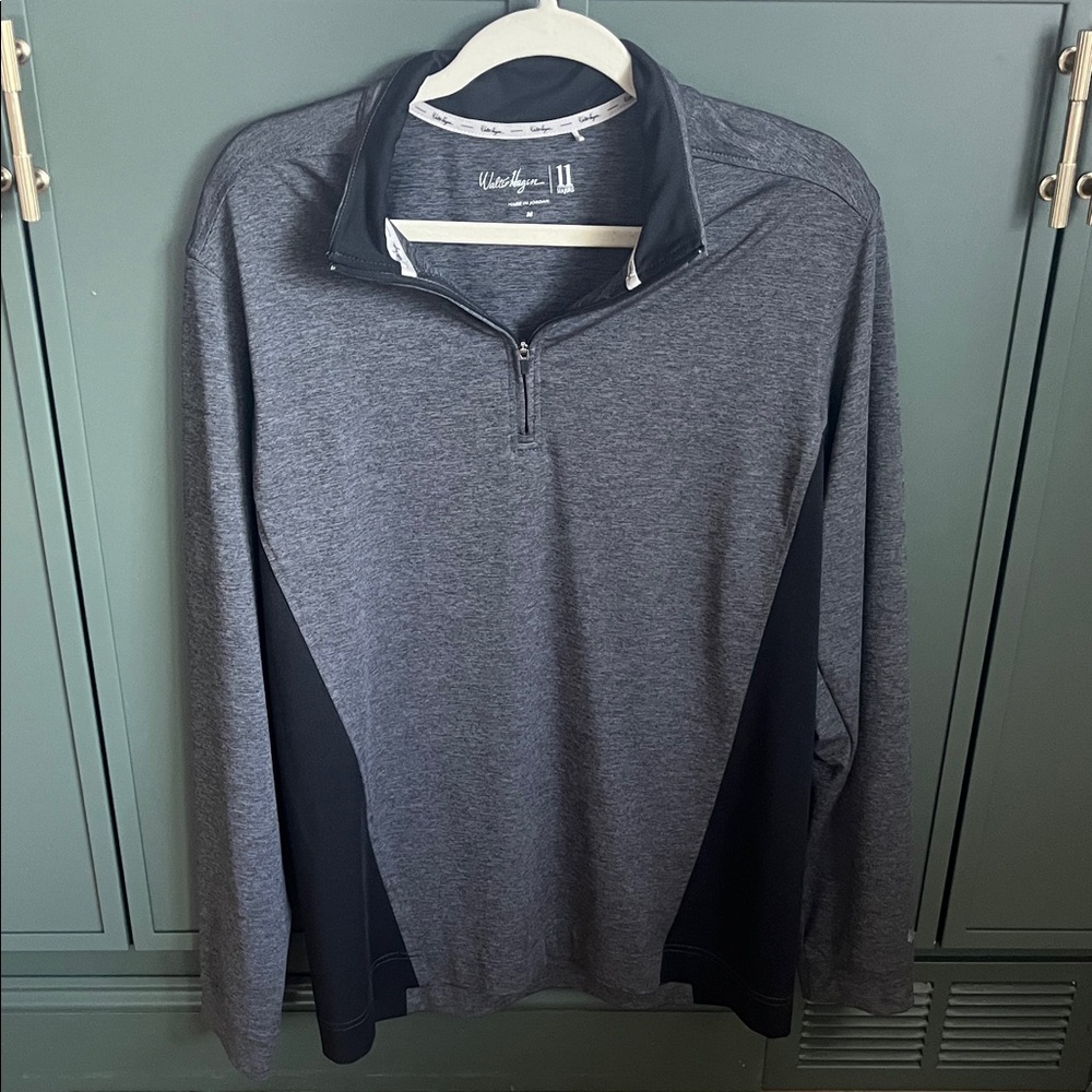 Walter Hagen Gray and Black Quarter-Zip Sweatshirt